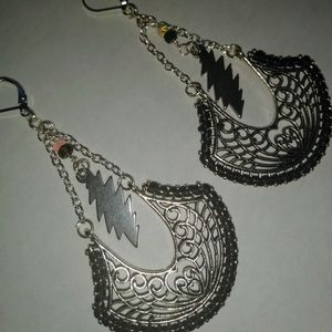 Grateful Dead, opal & tourmaline dangle earrings ~ Custom Make